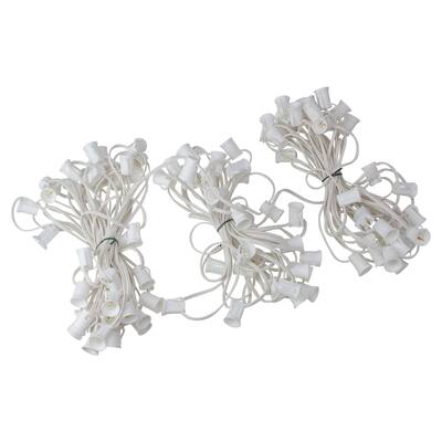 Commercial Grade C9 Christmas Light Socket Set - 100' White Wire - 18 Gauge