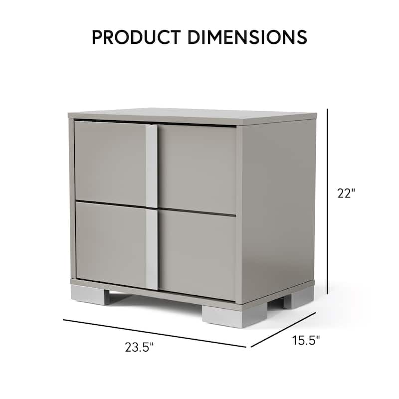 Furniture of America Erina Modern Glossy 2-Piece Panel Bed and Nightstand Set