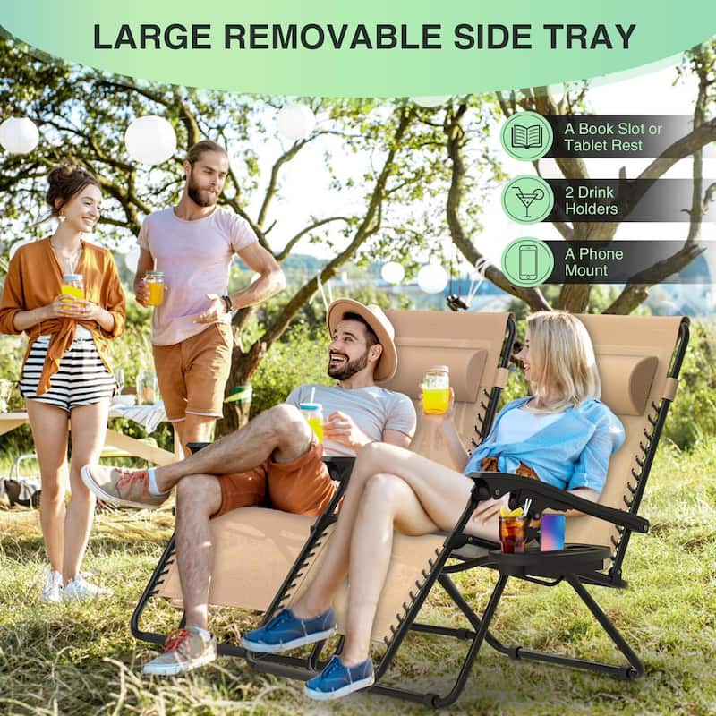 Zero Gravity Chairs Set of 2, Zero Gravity Lounge Chair, Reclining Patio Chairs Folding Recliner for Indoor and Outdoor