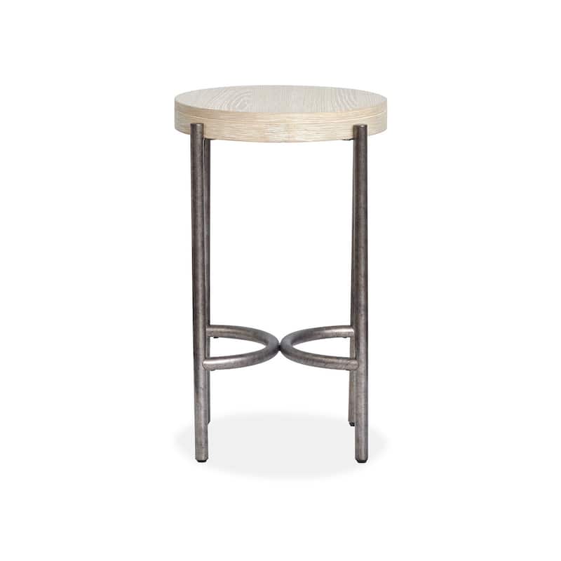 Magnussen Home Jennings Edgecomb Grey and Weathered Antique Nickel Round Accent Table - 18''W x 18''D x 26''H