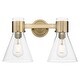 preview thumbnail 1 of 46, Innovations Lighting Downtown Urban - Lawton Cone - 2 Light 16" Wall-Mounted Bath Vanity Light Brushed Brass, Clear