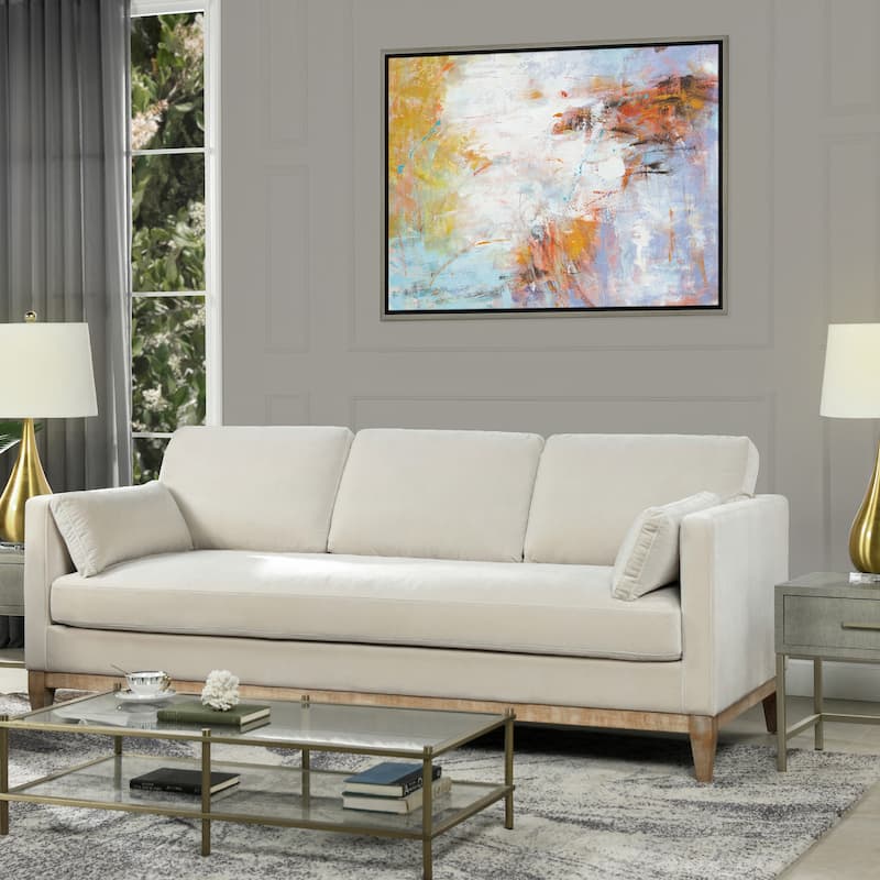Knox 84" Modern Farmhouse Velvet Track Arm Sofa