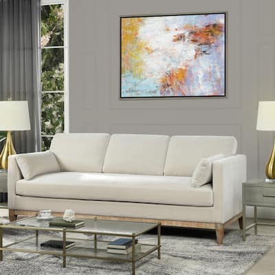 Knox 84" Modern Farmhouse Velvet Track Arm Sofa
