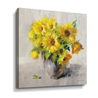 Sunflower Still Life II On Gray Gallery Wrapped Canvas - On Sale - Bed ...