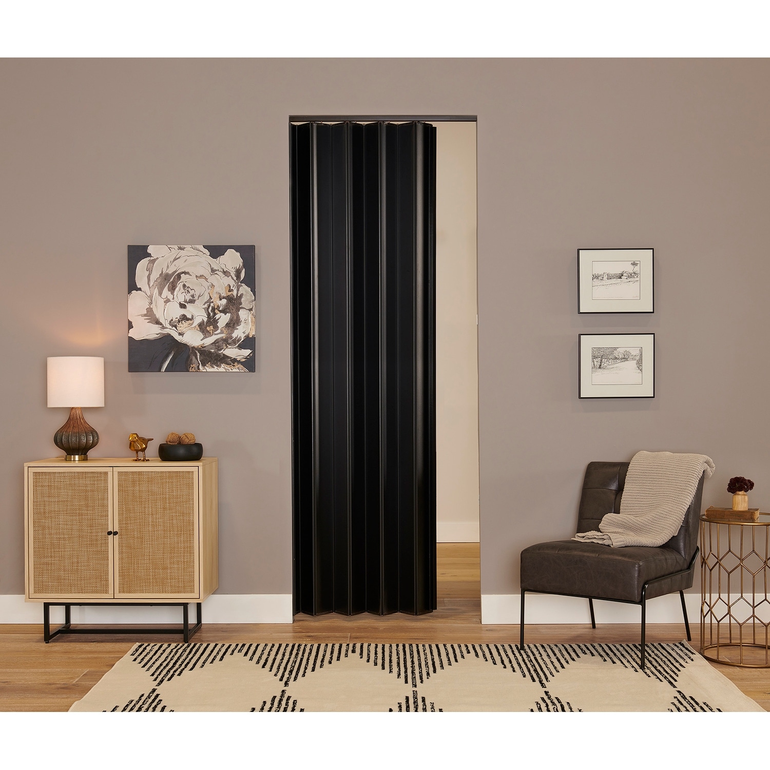 Spectrum Woodshire Black MDF 36-inch x 96-inch Folding Door