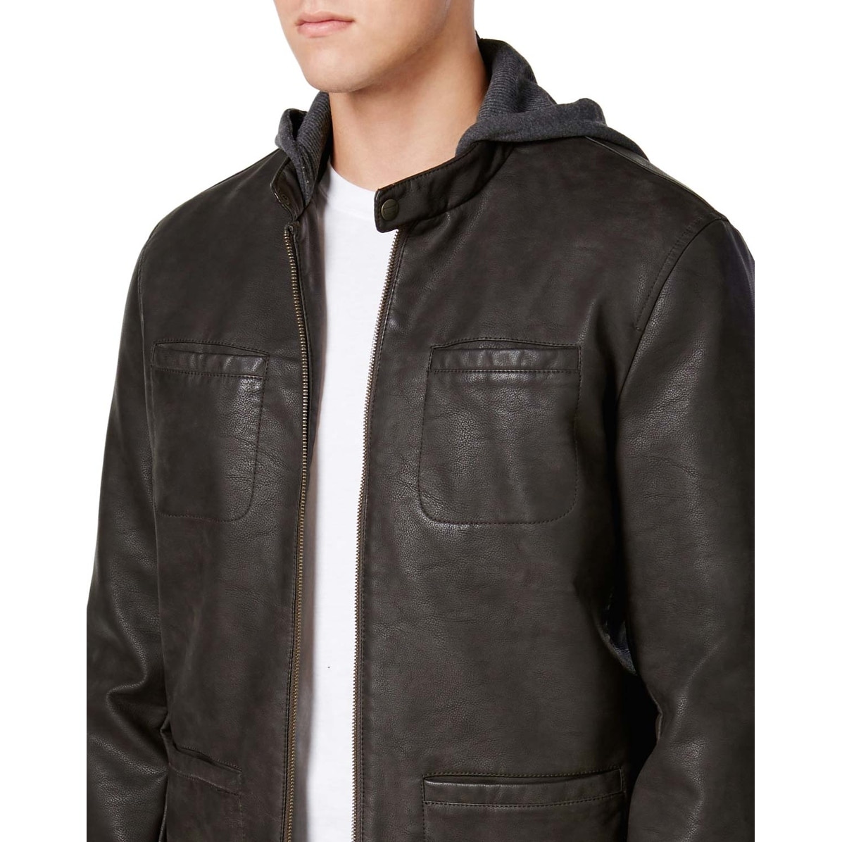 levis leather jacket with hood