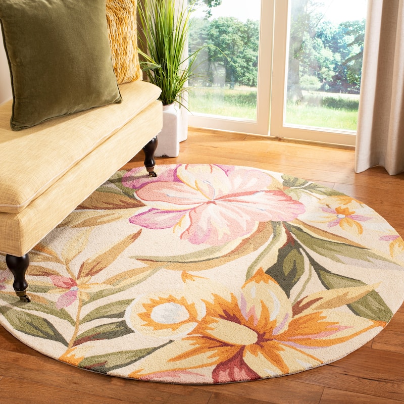 SAFAVIEH Handmade Chelsea Terraza French Country Wool Rug - 8' Round - Ivory