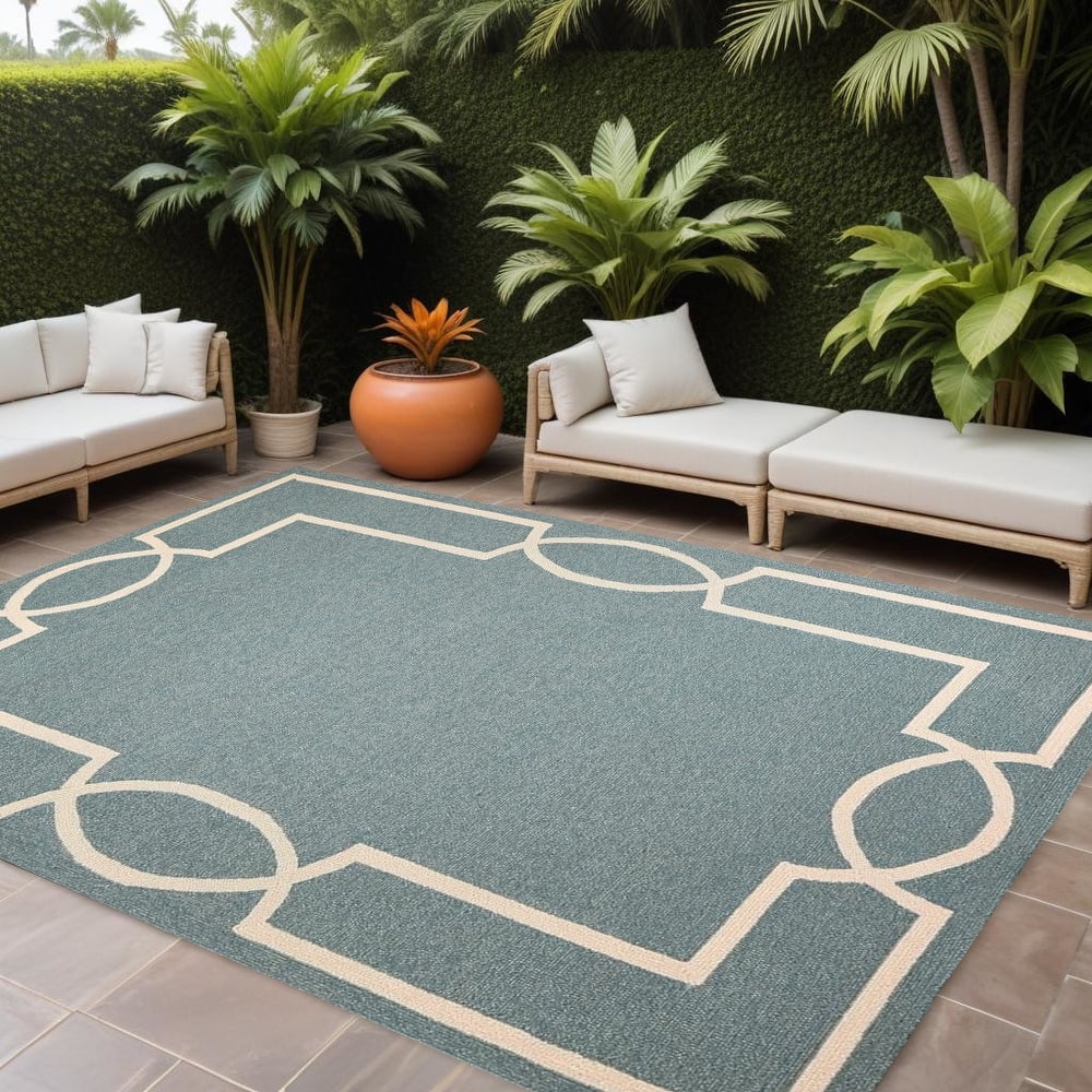 Allof Elegant Plain Weather Resistant Heritage-Inspired Hand-Woven Outdoor Rug