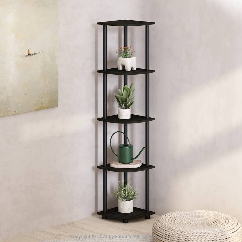 5 Tiers Wood Household Shelving Unit in Espresso/Black (11.6 in. W x 57.7 in. H x 11.6 in. D)
