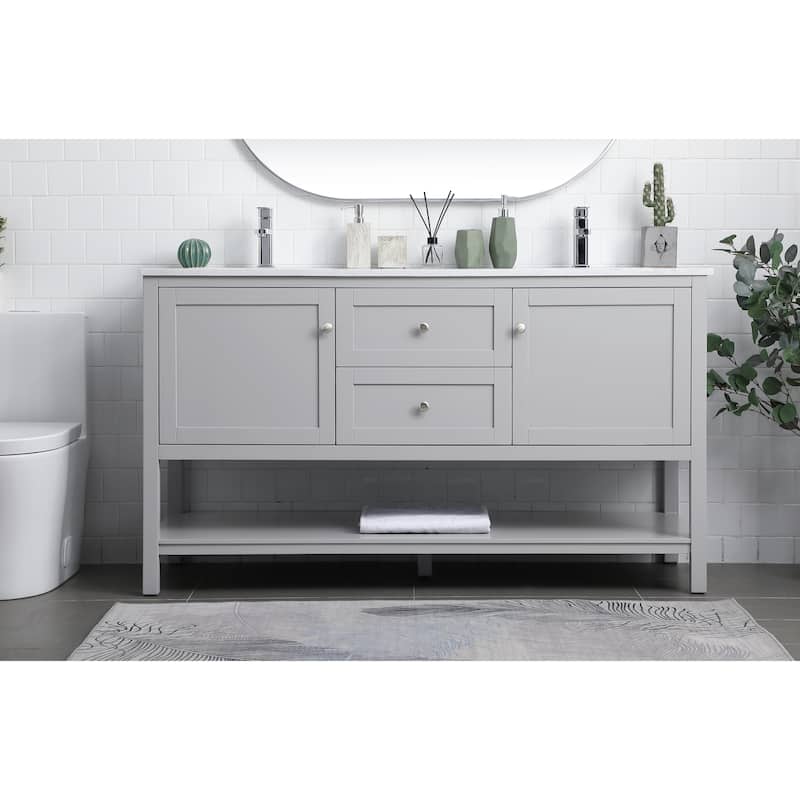 Legacy 54 - 60 Inch Double Bathroom Vanity - 60 Inches - Grey