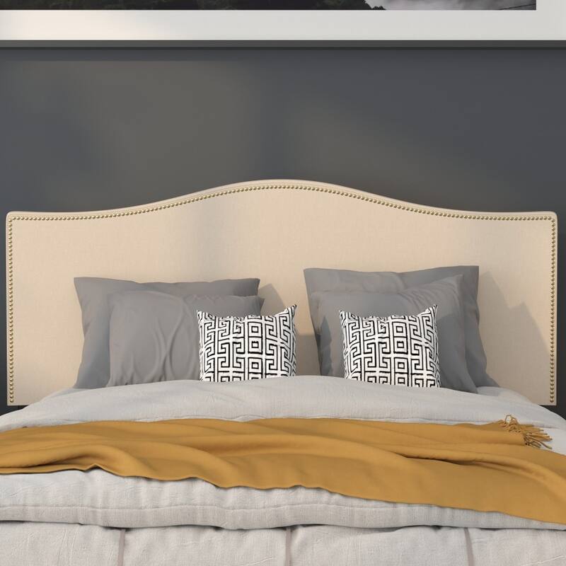 Arched Upholstered Headboard with Nailhead Trim