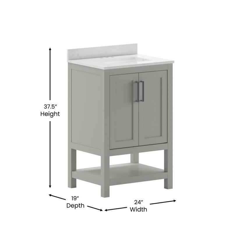 Bathroom Vanity with Undermount Sink and Open Storage Shelf