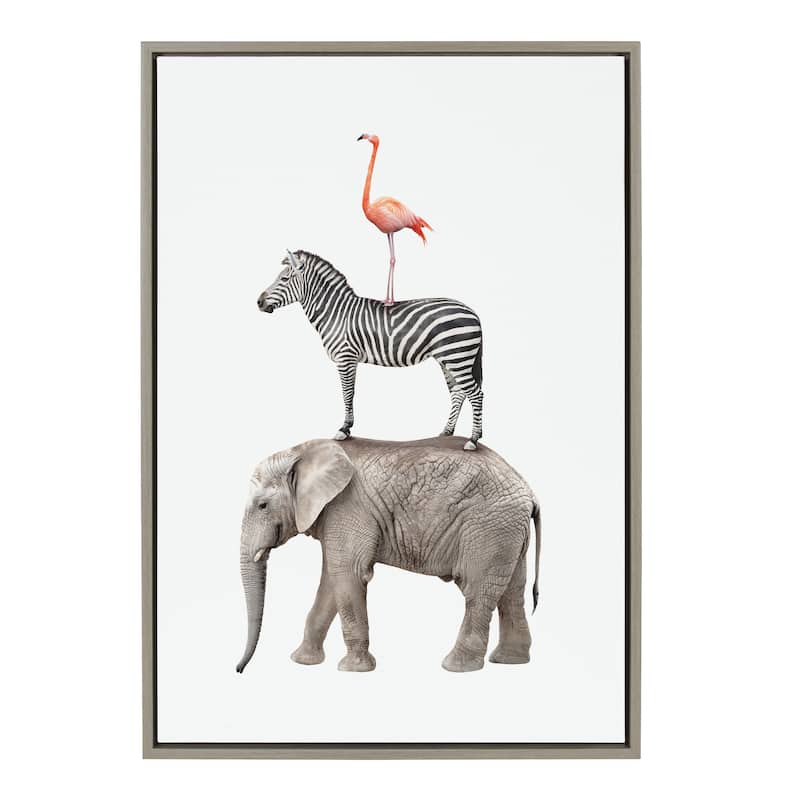 Kate and Laurel Sylvie Safari Animals Framed Canvas by Amy Peterson