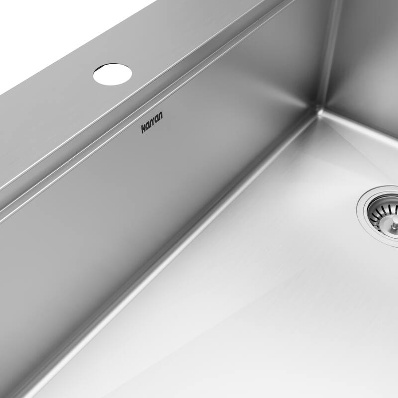 Karran Elite WST-26-PK1 Top Mount 33" Single Bowl Stainless Steel Workstation Kitchen Sink with Right Drain