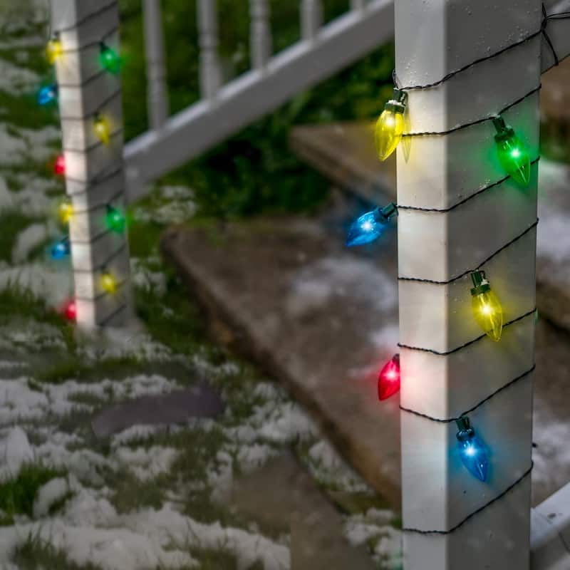 Holiday Big Light - Solar Multi-Colored LED Outdoor Christmas Bulb String Lights - 1 Pack