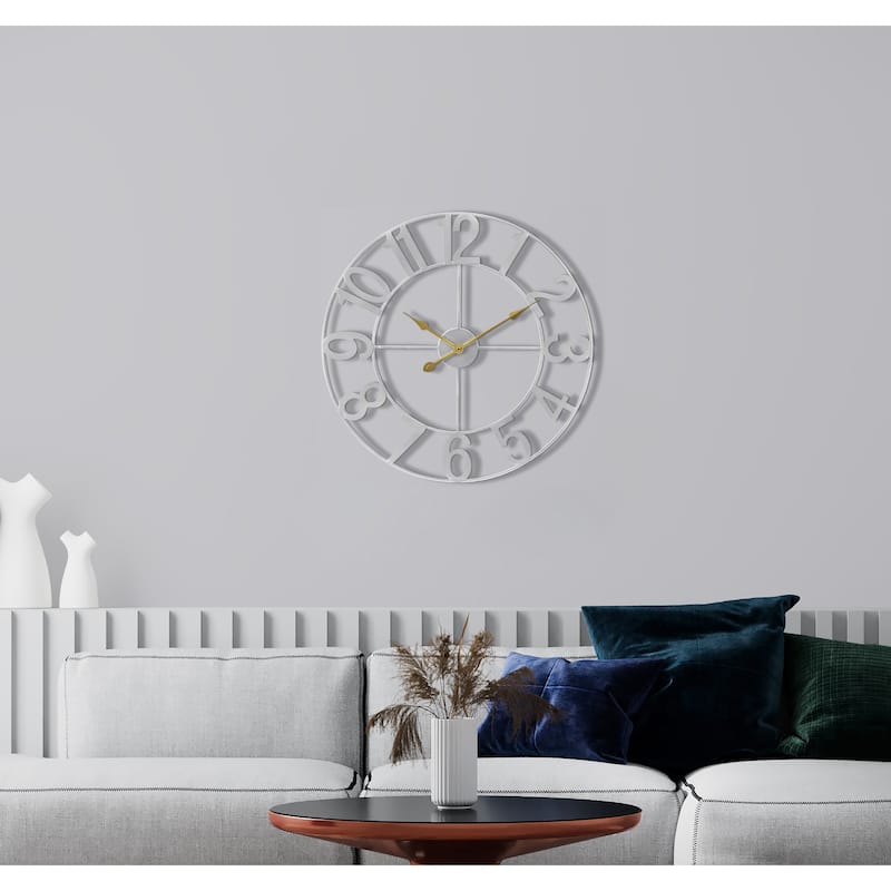 Sorbus Large 16 inch Decorative Round Analog Wall Clock Battery Operated With Numeral Style Design - 16" - Silver
