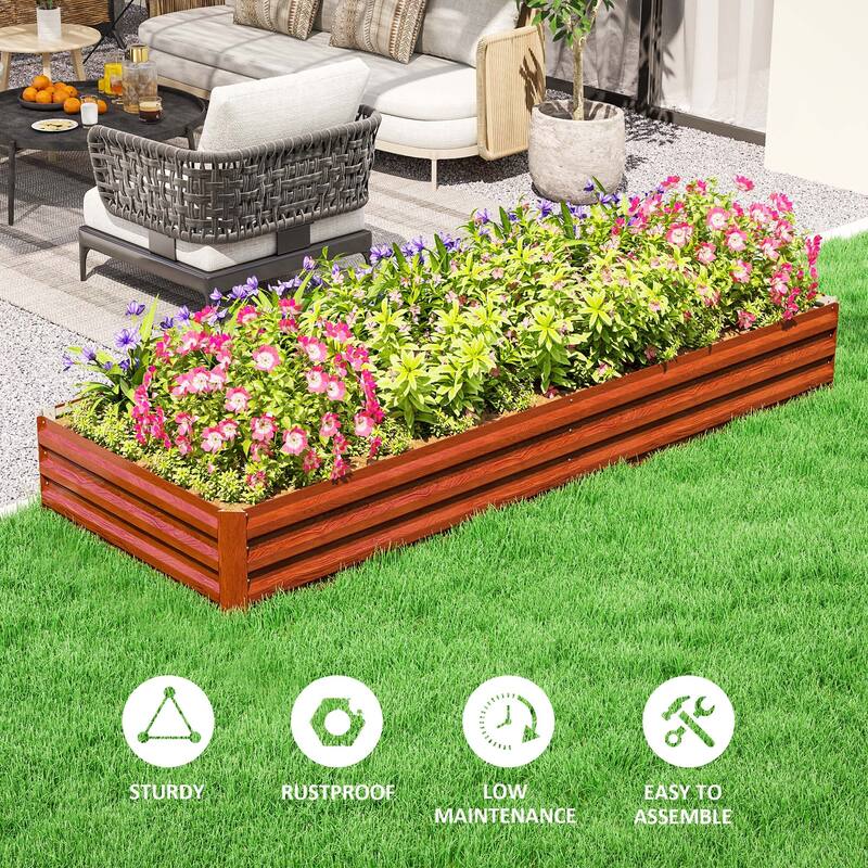 Galvanized Steel Raised Garden Bed with Rust-Resistant Design - 95" L x 35.75" W x 11.75" H