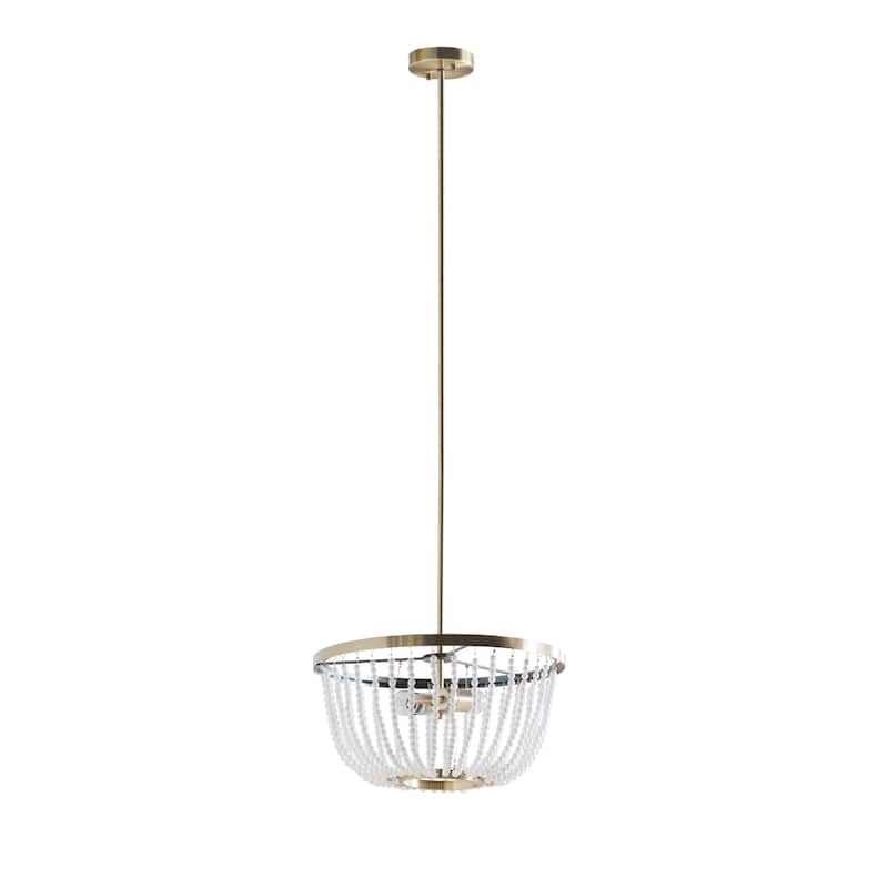 Hampton Hill Melrose Antique Brass/ White 2-Light Beaded Chandelier