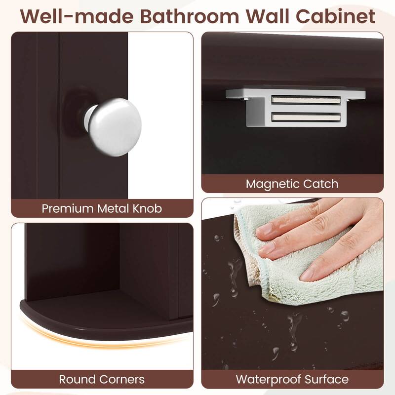 Costway Multipurpose Wall Surface Bathroom Storage Medicine Cabinet