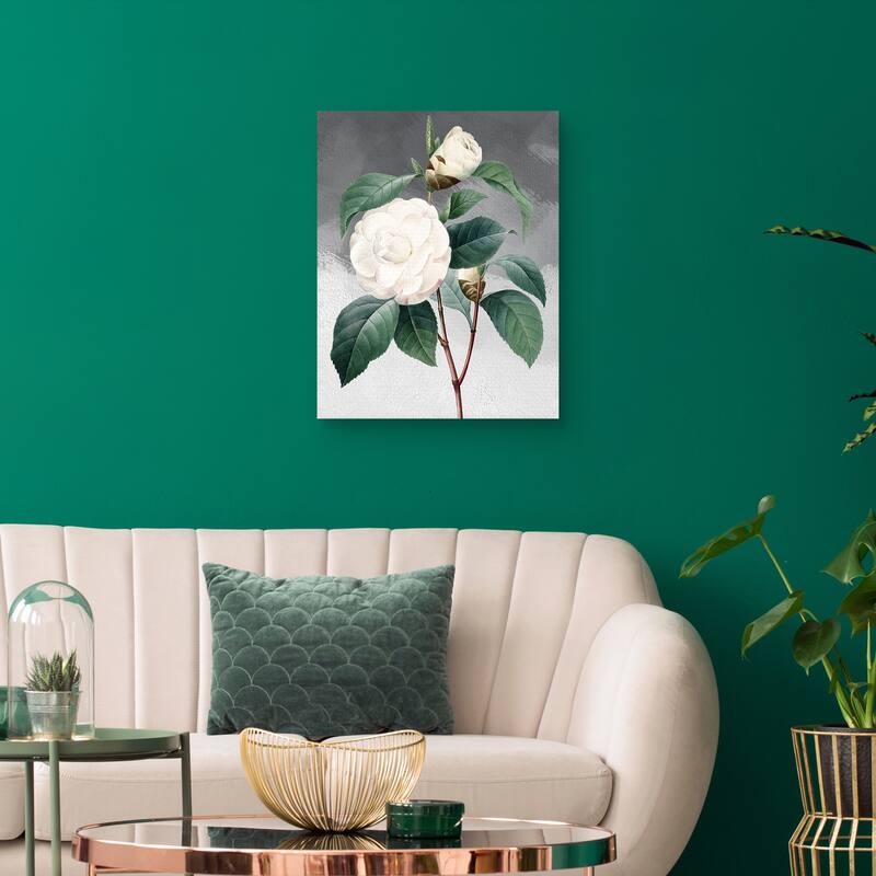 White Common Camellia Grey by Design Lab Canvas Art Print