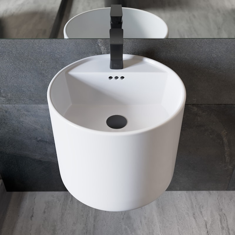 Trocadero 18" Round Wall-Mount Bathroom Sink - 18" x 18" 15.2"