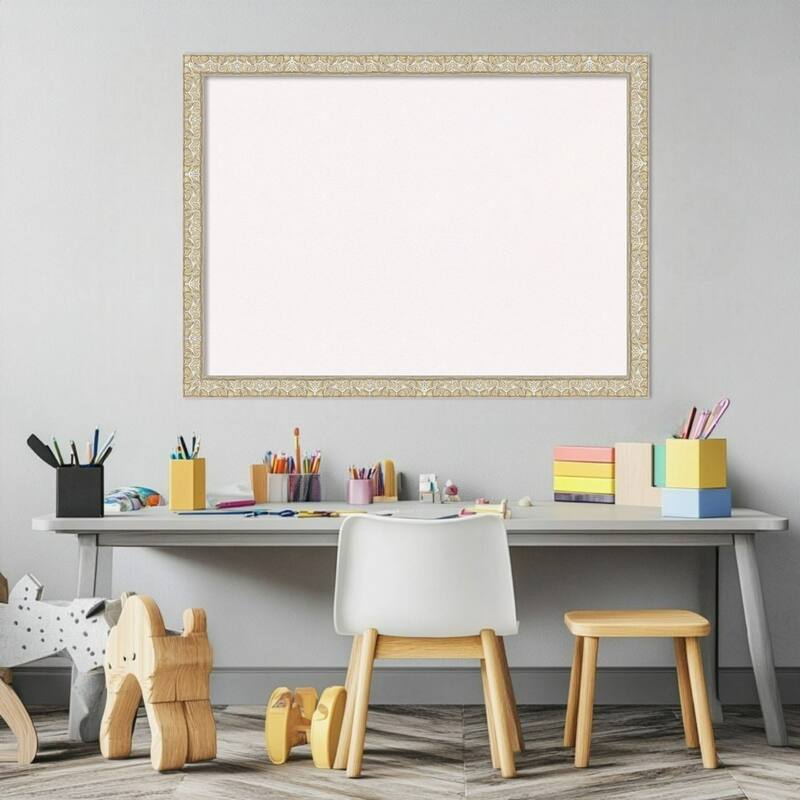 Lila Silver Wood Framed Cork Board - Bulletin Board, Organization Board, Pin Board