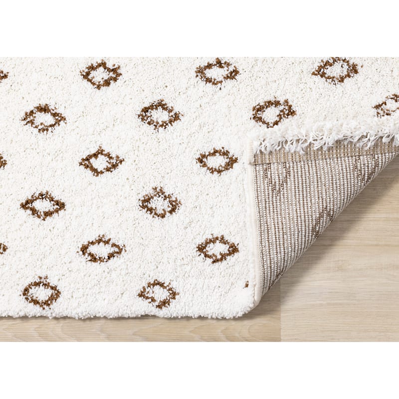 Shiloh Collection - Cream Rust Diamonds Super Soft Thick Area Rug