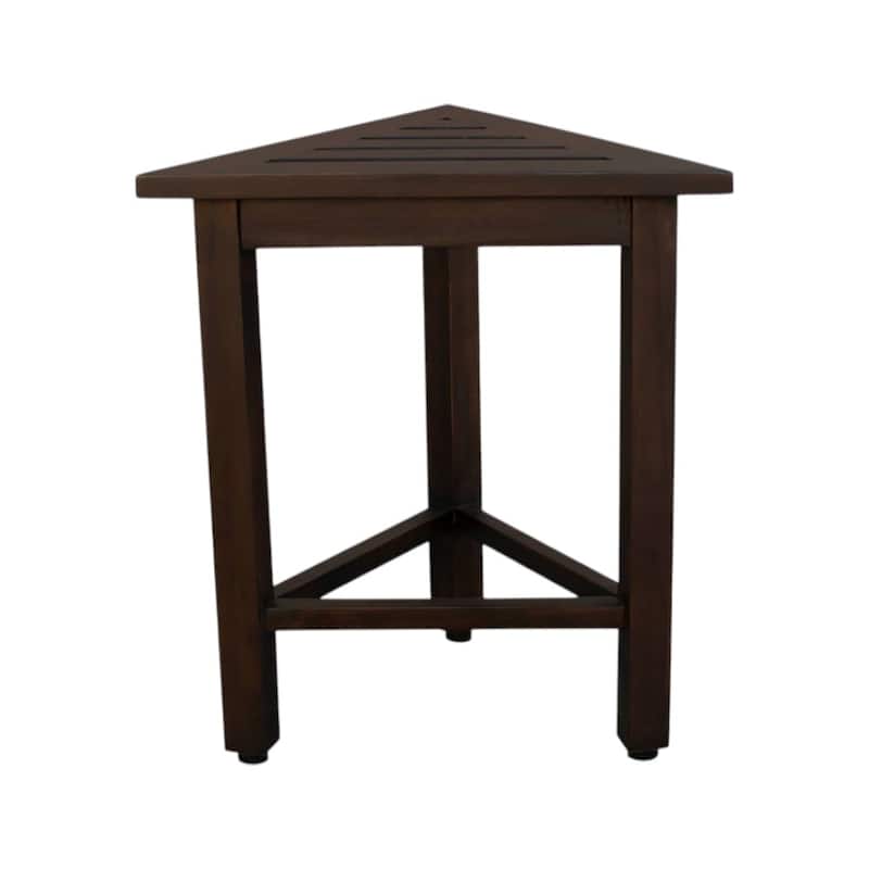 Hotel White Teak 18" Triangle Corner Shower Bench or Shelf