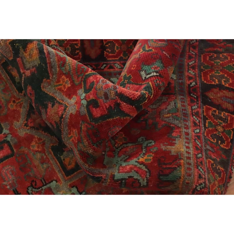 Hand Knotted Oriental 100% Wool Carpet Traditional Floral Red Heriz Area Rug - 4' 7'' X 3' 2''