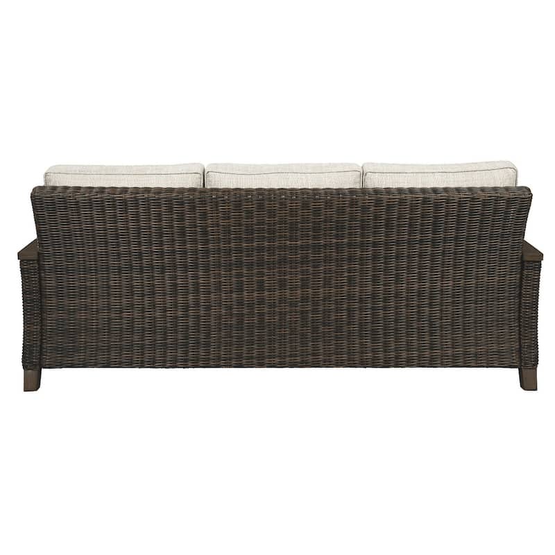 Paradise Trail Outdoor Sofa with Cushion - Handwoven Resin Wicker Frame - Medium Brown