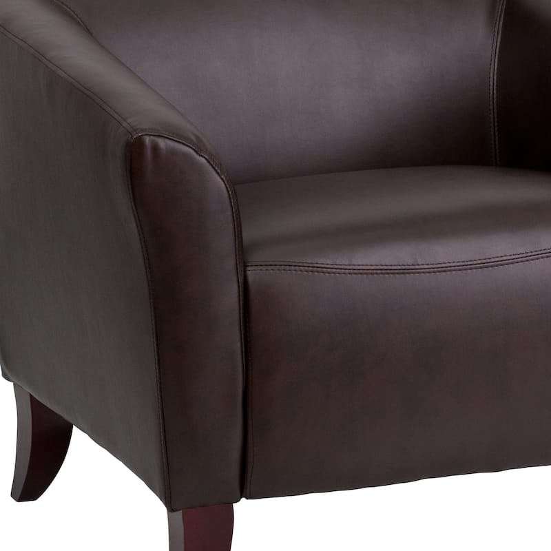 LeatherSoft Chair with Wood Feet - 33.5"W x 31"D x 29"H