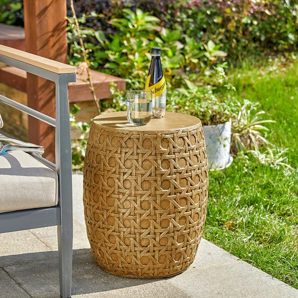 Glitzhome 18 H Modern MGO Faux Drum Garden Stool Plant Stand Accent Table Bed Bath Beyond 35084341