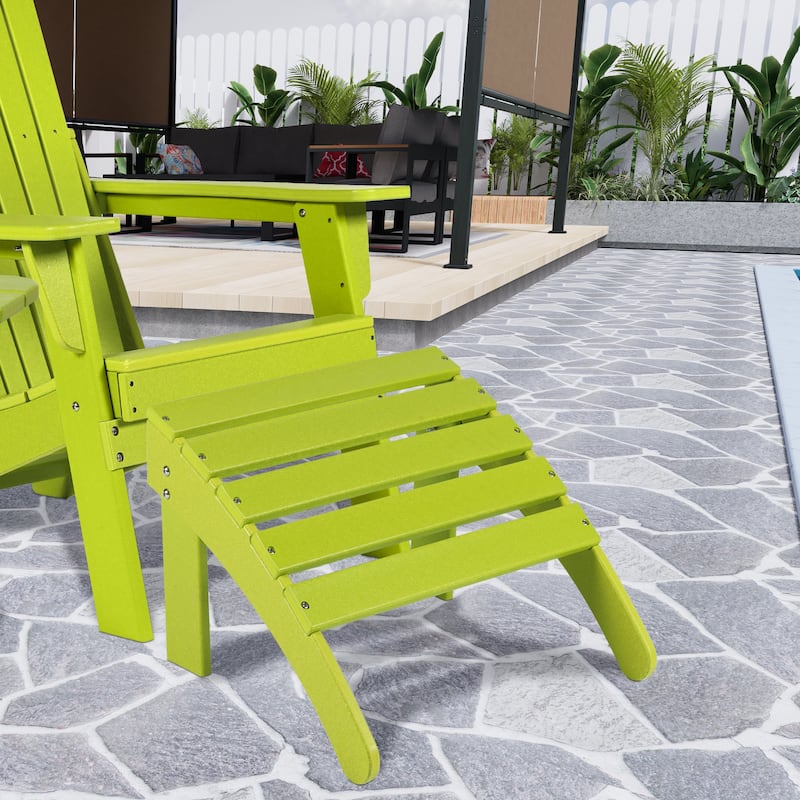 Aoodor Outdoor Adirondack Ottoman, HDPE Adirondack Chair Ottoman - 18"×20.5" - Lemon Green