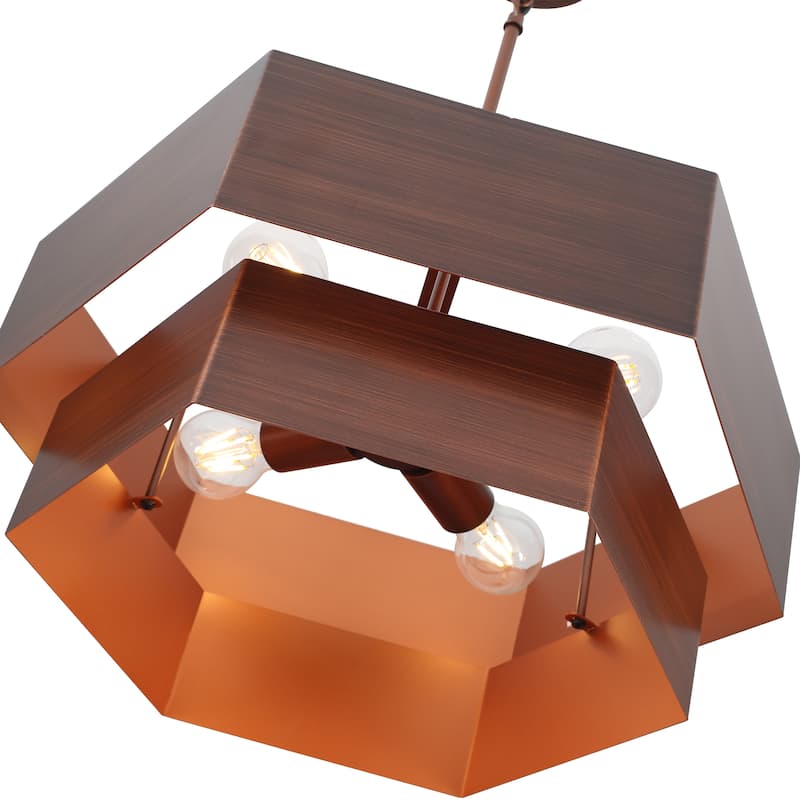 4-Light Dimmable Drum Chandelier - Dark Drown
