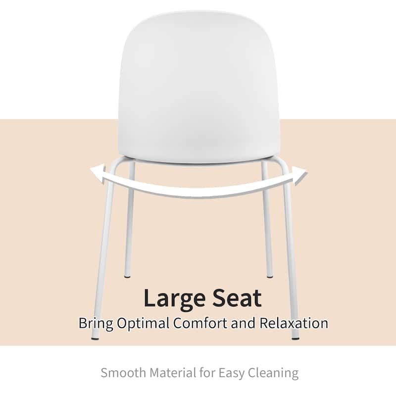 Set of 2 Plastic Dining Chairs Padded Seat Cushion For Kitchen Outdoor Patio Office Waiting Room Breakroom Guest