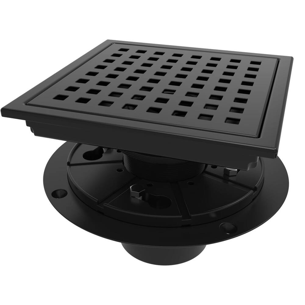 6-Inch Square Shower Floor Drain, Quadrato Pattern Grate - 6 inch