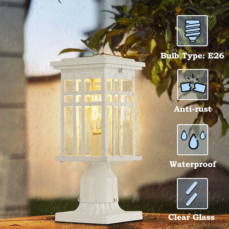 Outdoor Post Light, Lantern Light Fixture with Clear Glass Shade