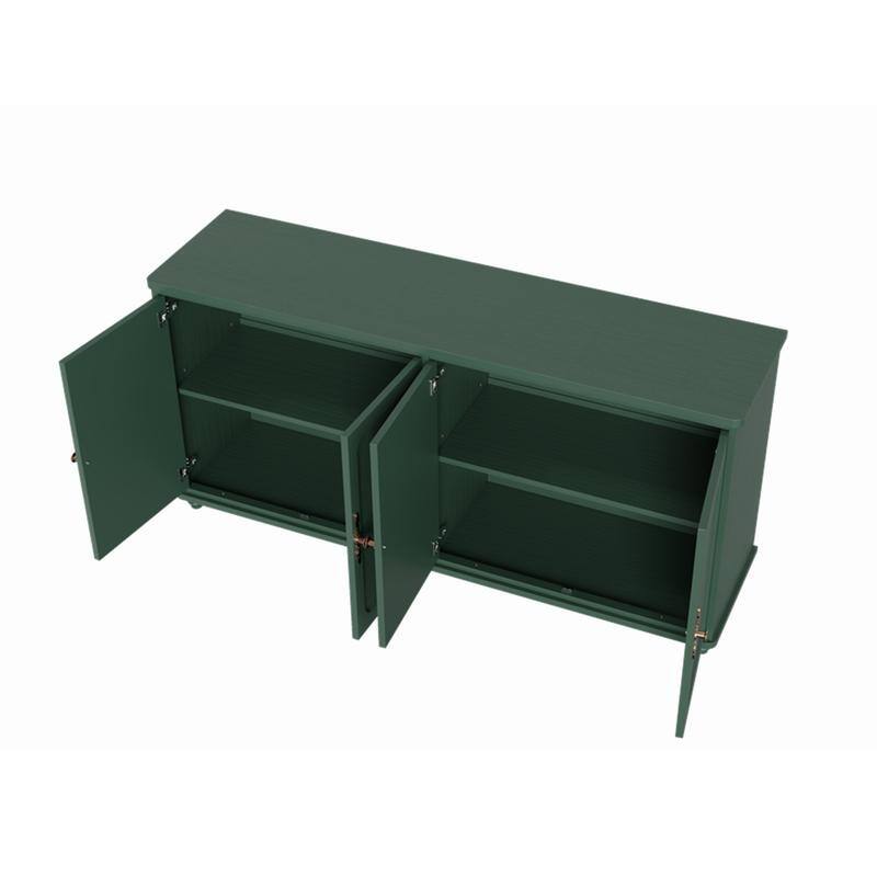 60"W Kitchen Buffet Sideboard Cabinet With Adjustable Shelves, 4 Doors Mid-Century Cupboard Set Of 2