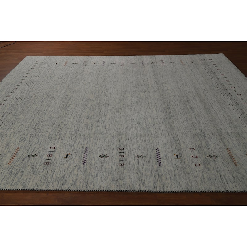 Hand Knotted Oriental 100% Wool Carpet Tribal Animal Pictorial Greys & Charcoal Gabbeh Area Rug - 10' 0'' X 8' 3''
