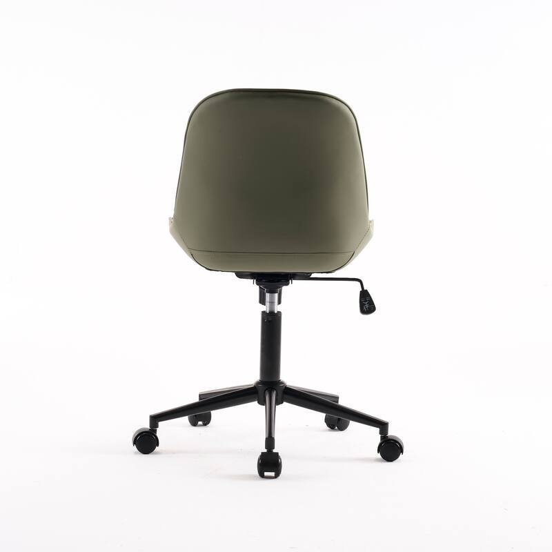 Armless Swivel Office Chair, Faux Leather Task Chairs with Wheels