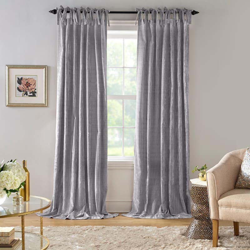 Korena Tie-Top Crushed Velvet Window Curtain - 52"x84" - Grey