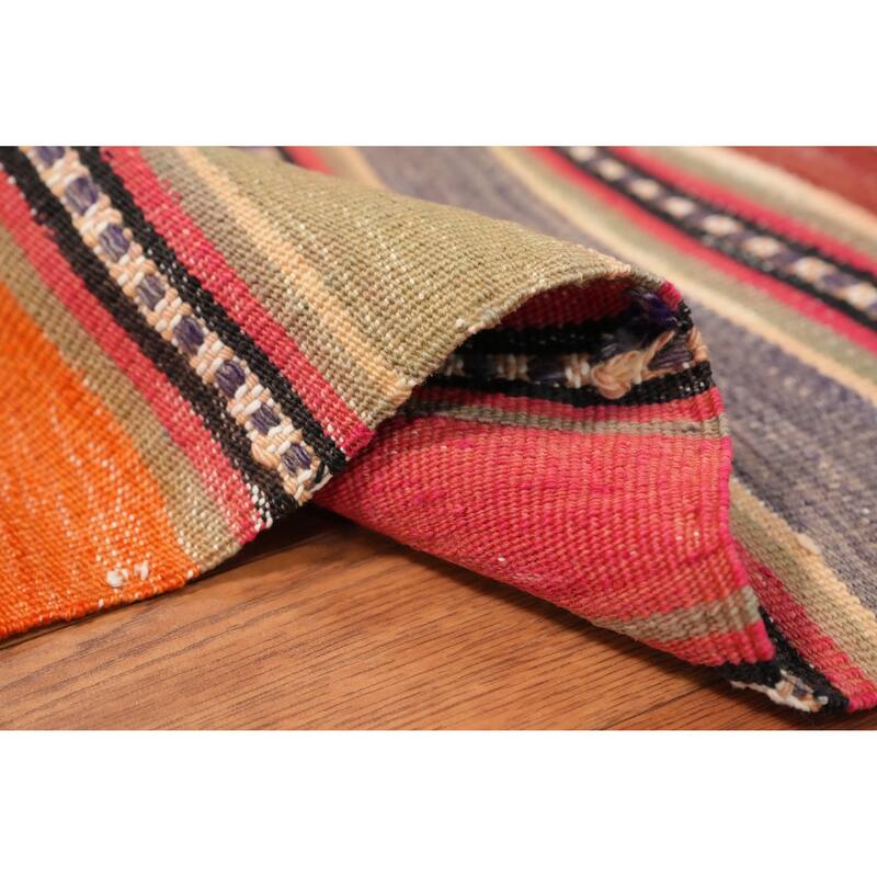 Hand Woven Oriental 100% Wool Carpet Southwestern Geometric Multi-Colored Kilim Area Rug - 6' 10'' X 5' 1''