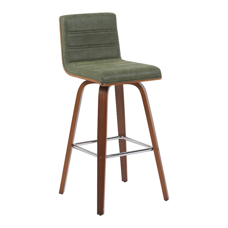 Skara Swivel Bar Stool, Upholstered Bar Height Chair with Bentwood Frame