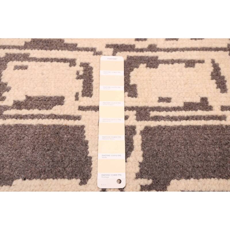ECARPETGALLERY Hand-knotted Tangier Cream, Dark Grey Wool Rug - 5'3 x 7'10