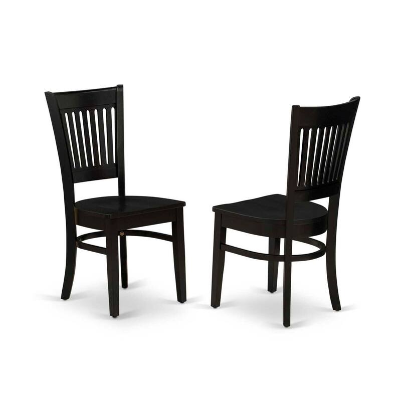 HomeStock 5-Piece Rectangle Black Finish Solid Wood Top Dining table with 4 Chairs with Butterfly Leaf Slat Back