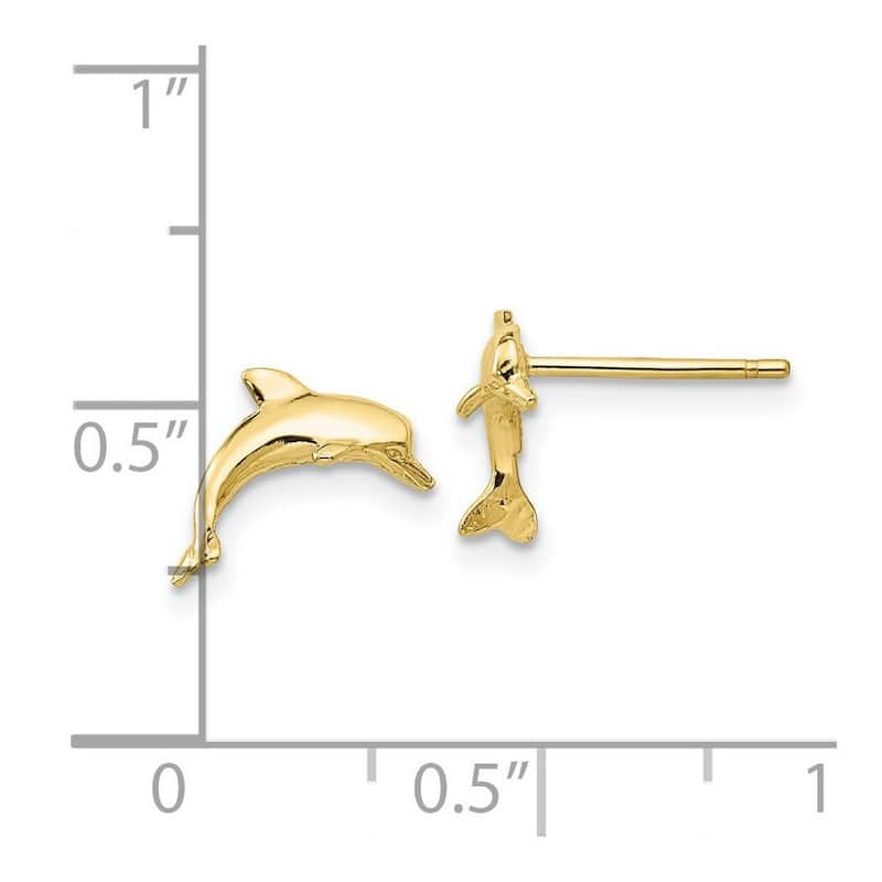 Curata 10k Yellow Gold 13x10mm Polished Jumping Dolphin Post Earrings