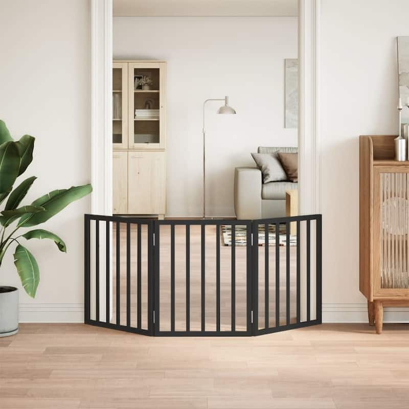 vidaXL Dog Gate Foldable Poplar Wood