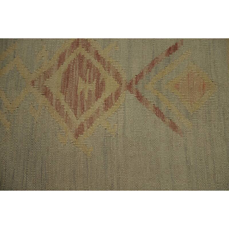 Hand Woven Oriental 100% Wool Carpet Southwestern Tribal Greys & Charcoal Kilim Area Rug - 5' 6'' X 3' 2''