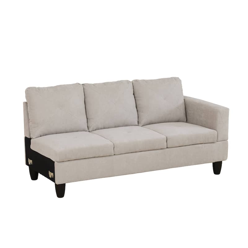Off-White Flannelette 3-Piece Living Room Sofa Set