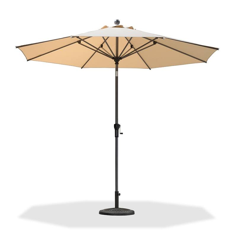 PURPLE LEAF Heavy-duty Crank and Tilt Table Umbrella Outdoor Patio Market Umbrella - 10ft-Beige